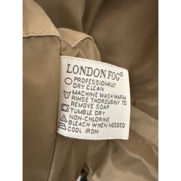 London Fog Womens Beige Trench Coat Belted Double-Breasted Size 8 PET - Picture 14 of 15